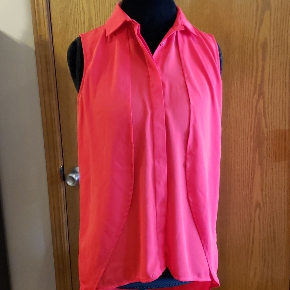 Linea domani sheer sleeveless layered top red nwt